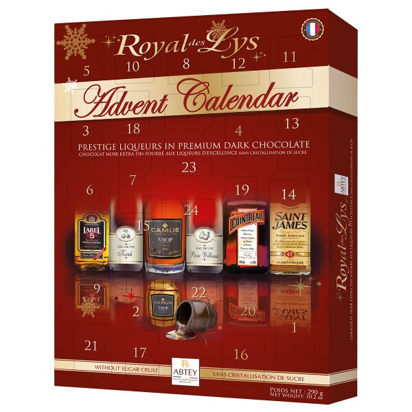 Abtey Advent Calendar with Dark Chocolate LiqueurFilled Assortment